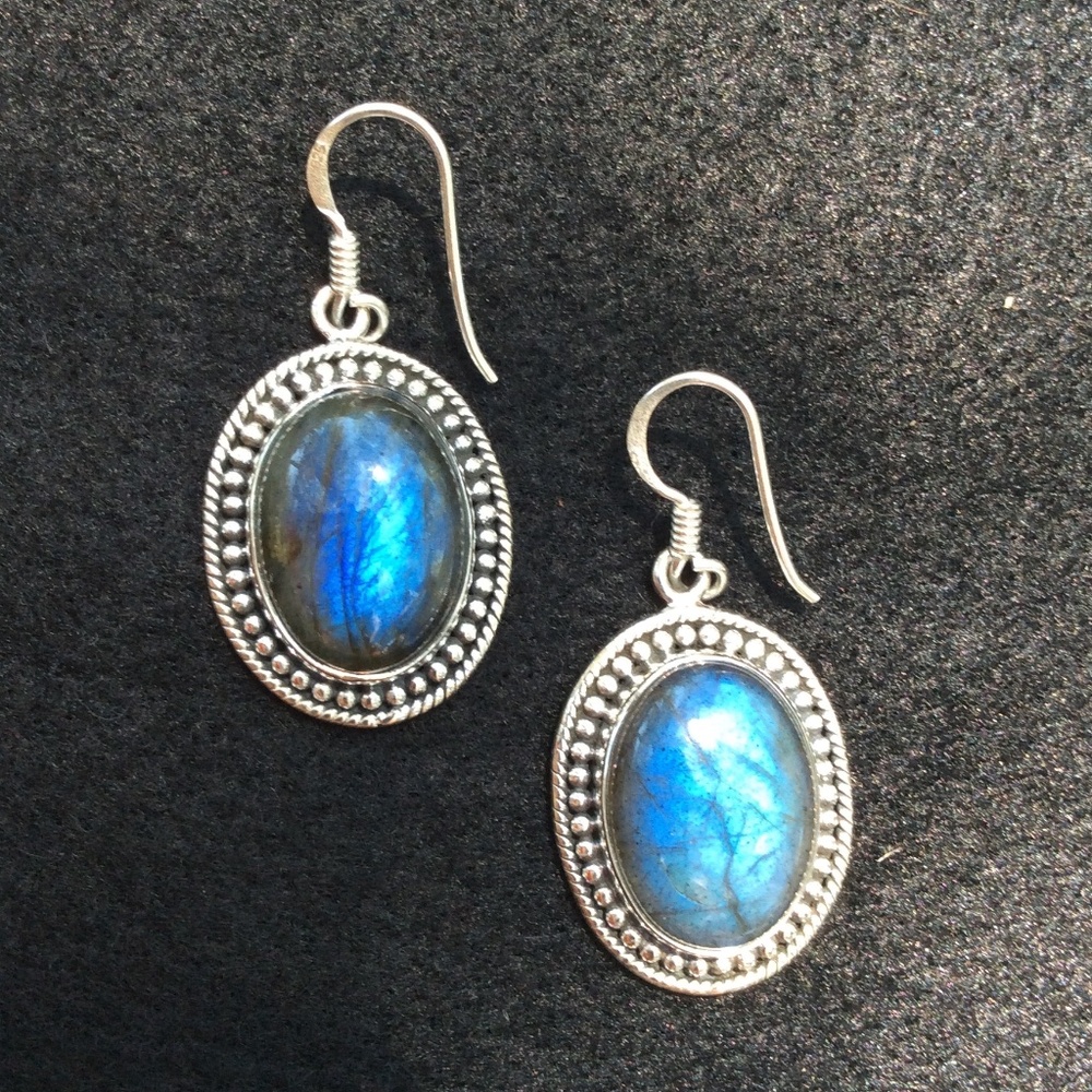 NEW~925 Silver Labradorite Earrings